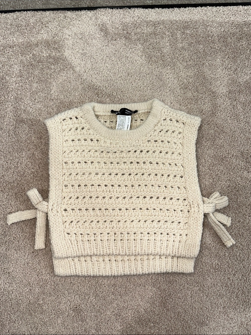 Zara Toddler Cream Knit Sleeveless Sweater Vest with Side Ties